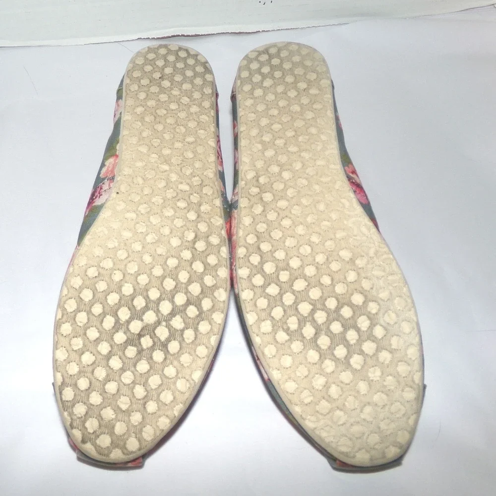 TOMS Womens Classic Alpargata Grey Pink Floral Canvas Slip On Shoes Size 10